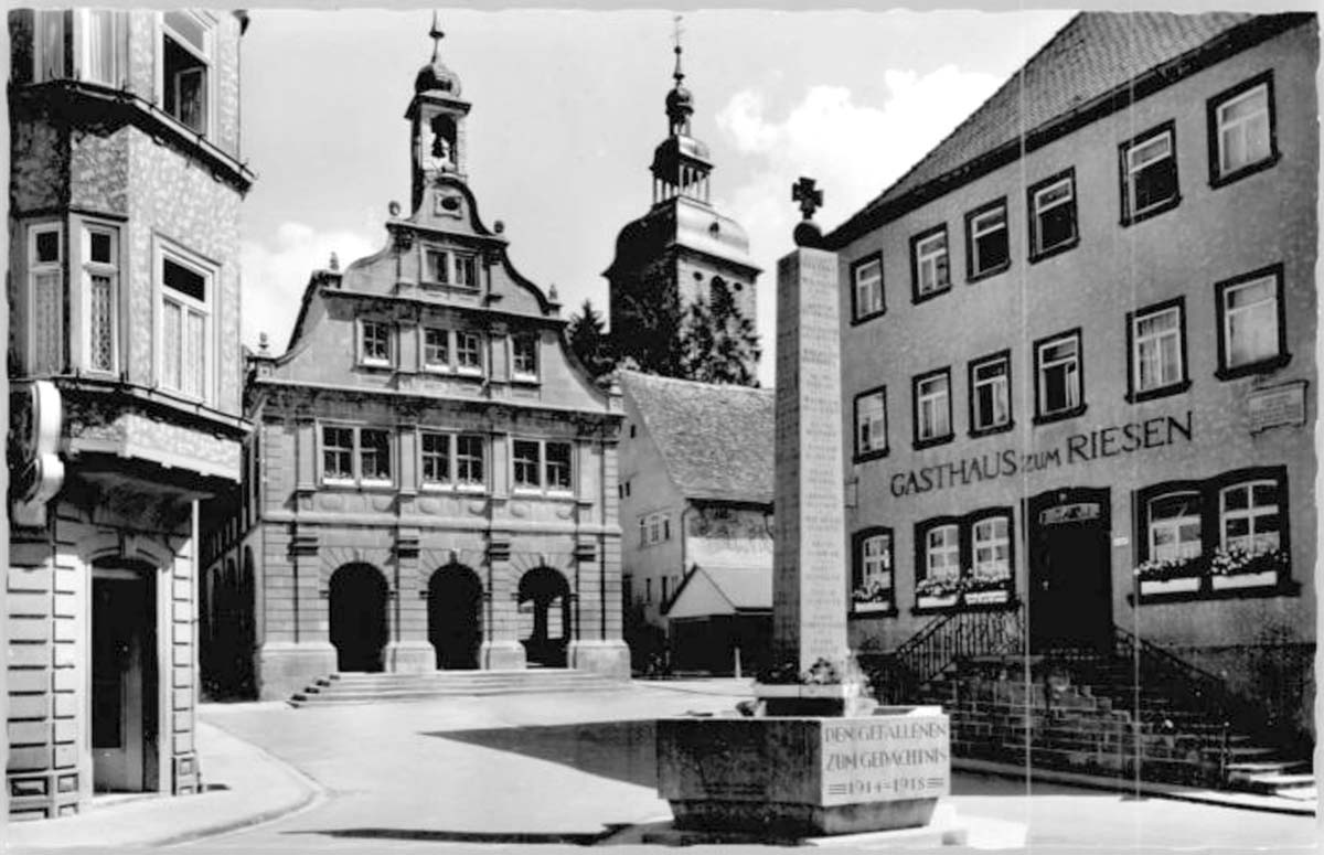 Buchen (Odenwald). Rathaus, Gasthaus zum Riesen
