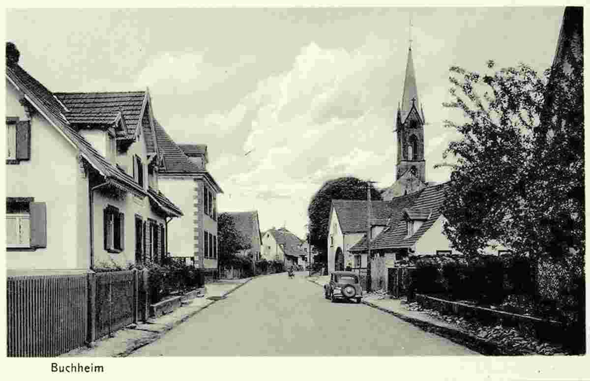 Buchheim. Dorfstraße und Kirche