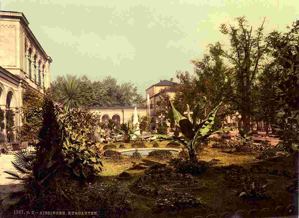 Bad Kissingen. Conversation Gebäude und Kurgarten, zwischen 1890 und 1900