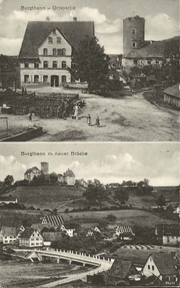 Burgthann. Panorama von Orts mit neuer Brücke, 1918