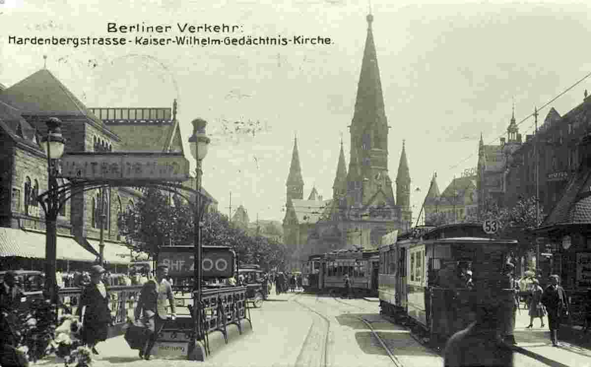 Berlin. Hardenbergstraße und Kaiser-Wilhelm Gedächtniskirche