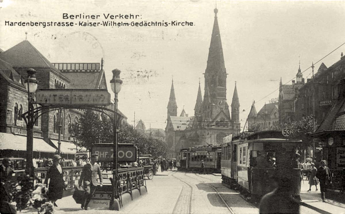 Berlin. Hardenbergstraße und Kaiser-Wilhelm Gedächtniskirche