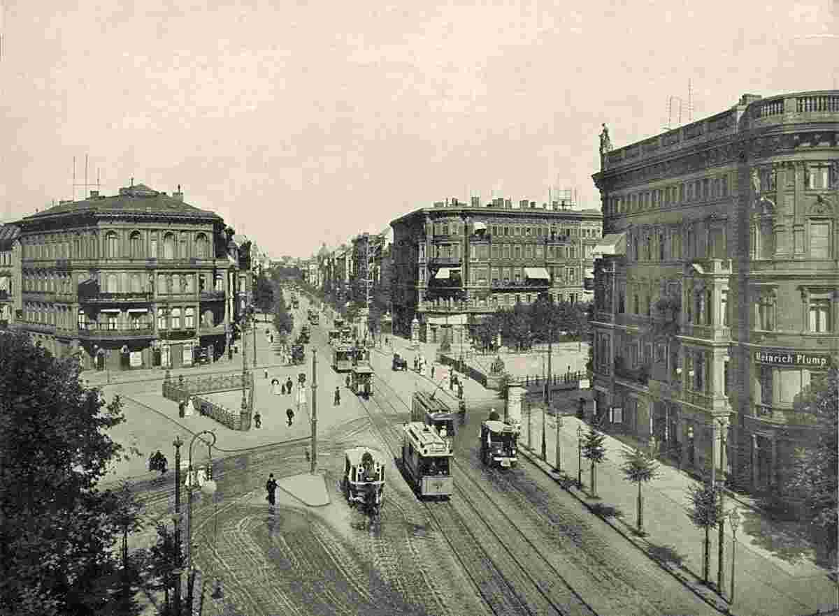 Berlin. Panorama von Straße mit Straßenbahn