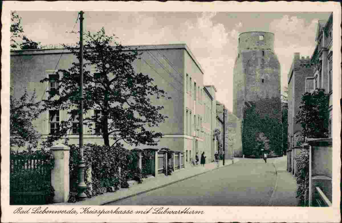 Bad Liebenwerda. Kreissparkasse mit Lubwartturm, 1939
