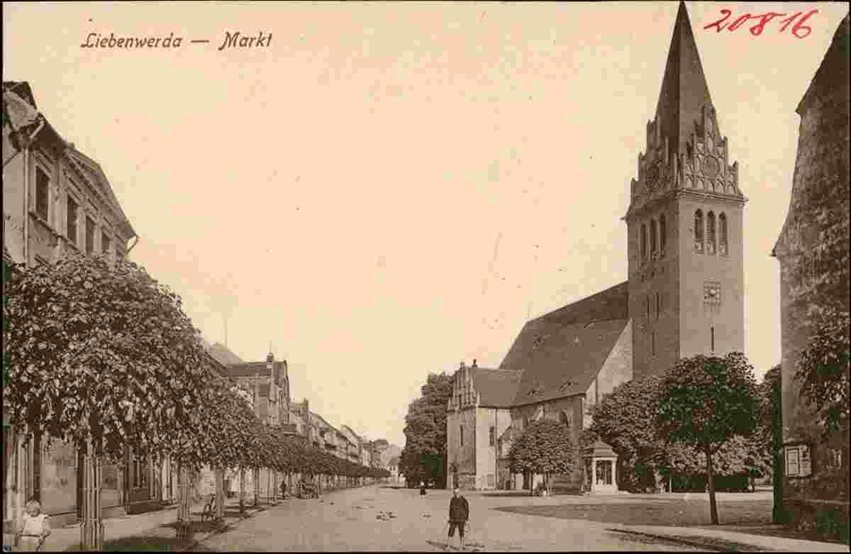 Bad Liebenwerda. Markt mit Kirche St Nikolai, 1913