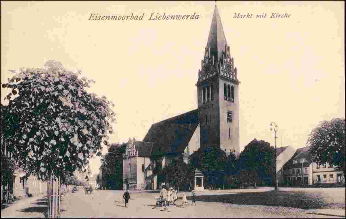 Bad Liebenwerda. Markt mit Kirche St Nikolai, 1918