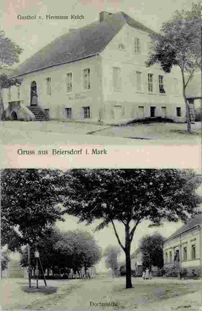 Beiersdorf-Freudenberg. Beiersdorf - Gasthaus von Hermann Kelch, Dorfansicht, 1917