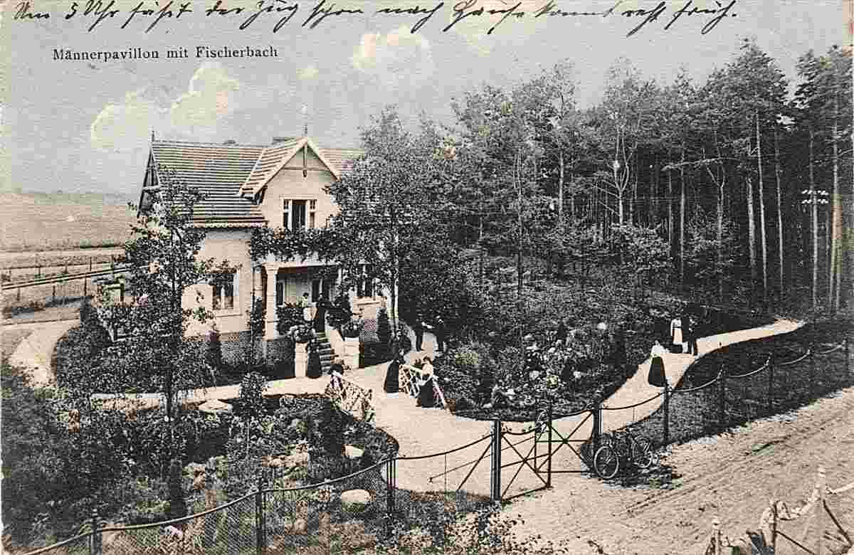 Bestensee. Groß Besten - Genesungsheim, Männerpavillon mit Fischerbach, 1912