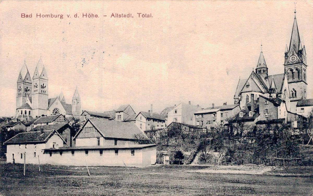 Bad Homburg vor der Höhe. Altstadt mit Kirche, 1908