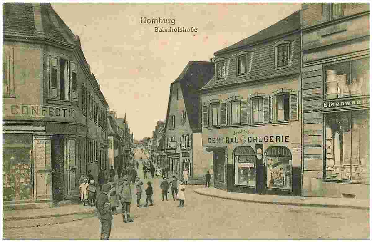 Bad Homburg. Bahnhofstrasse, Central Drogerie, 1918