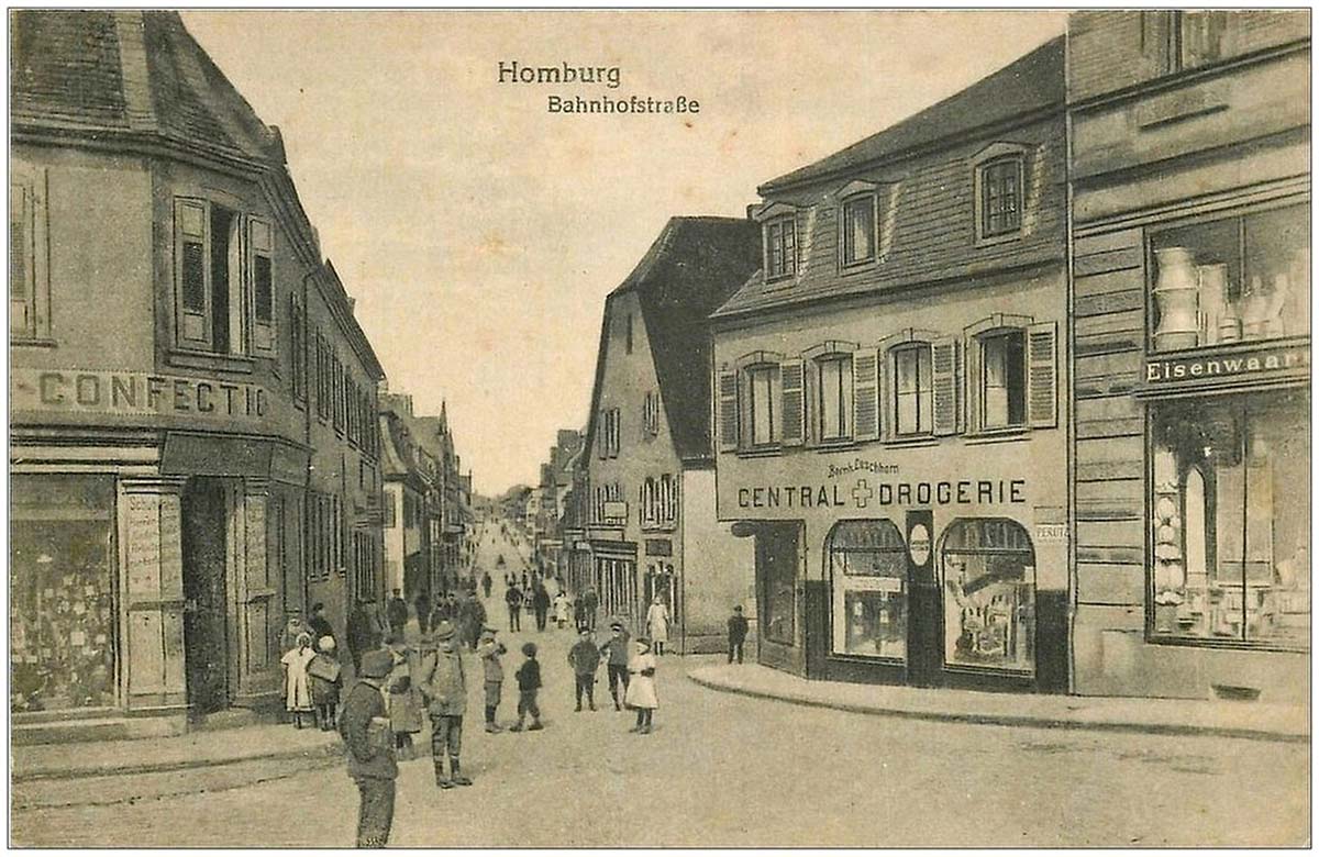 Bad Homburg vor der Höhe. Bahnhofstrasse, Central Drogerie, 1918