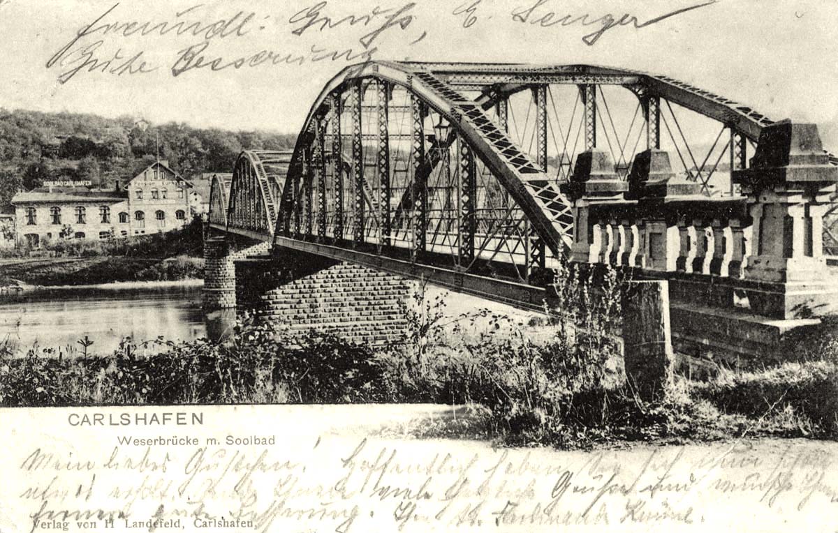 Bad Karlshafen. Weserbrücke mit Solbad, 1902