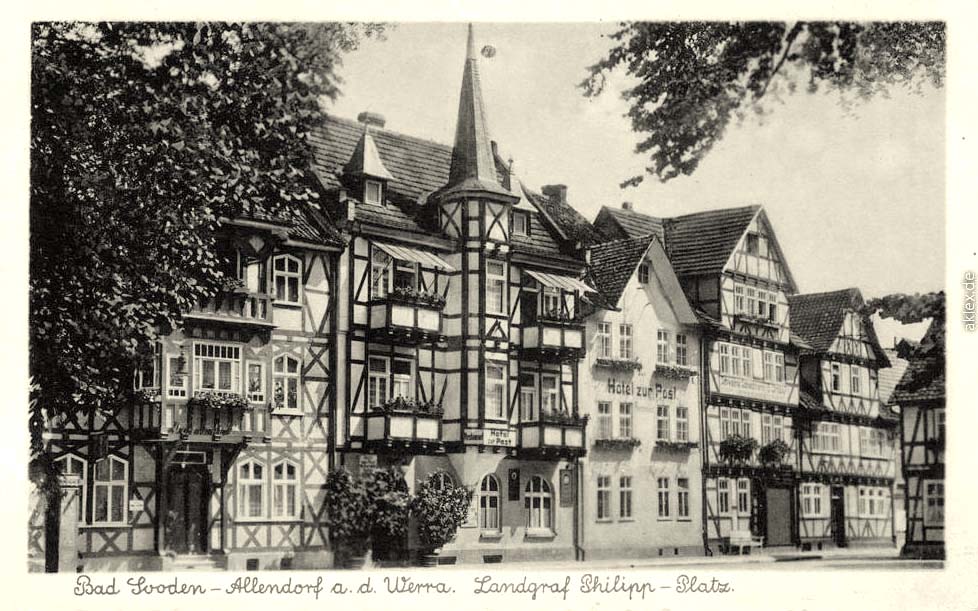 Bad Sooden-Allendorf. Landgraf Philipp Platz, Hotel zur Post, 1934