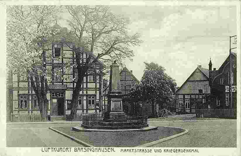 Barsinghausen. Marktstraße und Kriegerdenkmal, 1935