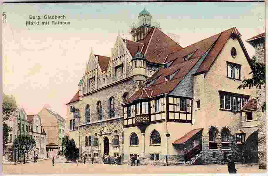 Bergisch Gladbach. Rathaus und Marktplatz, 1908