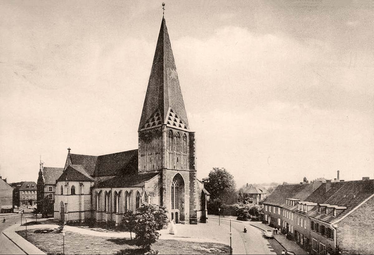 Bocholt. Blick auf St Georgs Kirche mit neuem Kupferdach (1958), 1961