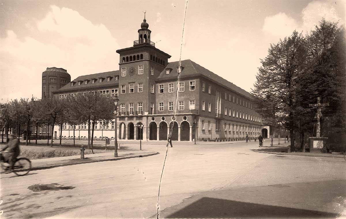 Bocholt. Oberschule (erbaut 1920-1930), Ansicht von der Nordstraße, 1936