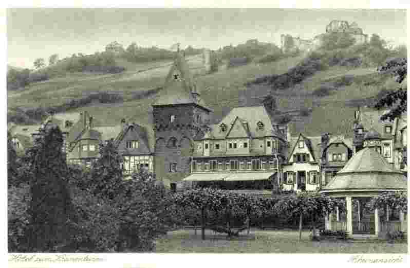 Bacharach. Hotel zum Kranenturm, Rheinansicht, um 1935