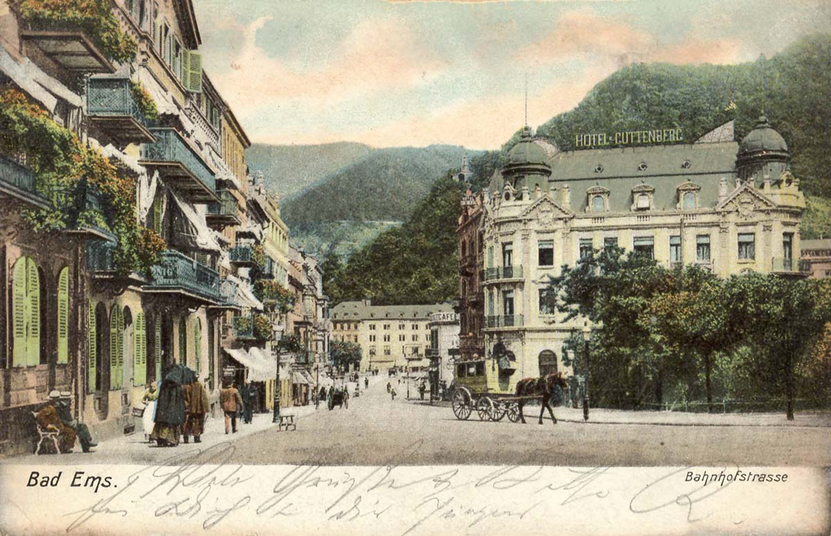 Bad Ems. Bahnhofstraße, Hotel Guttenberg, 1906