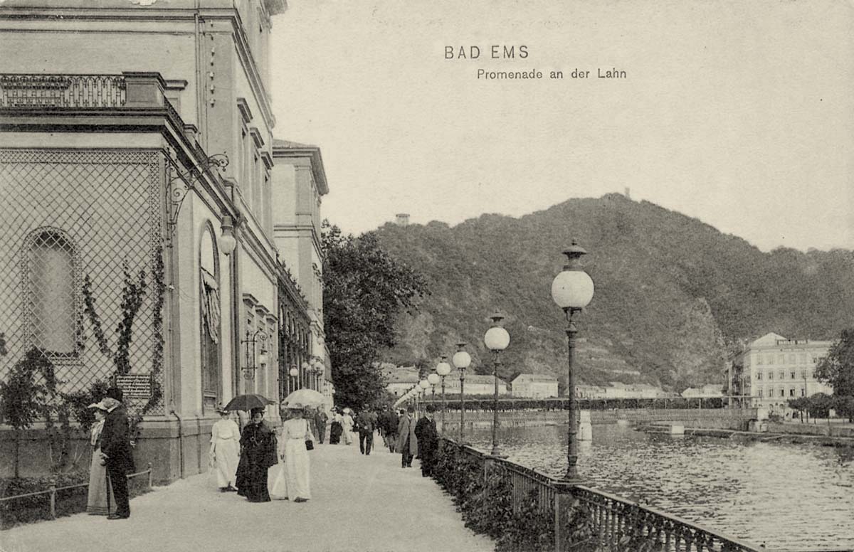 Bad Ems. Promenade an der Lahn, 1909