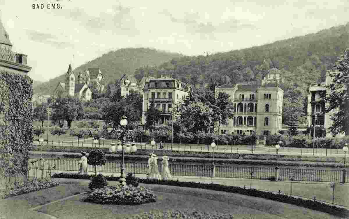 Bad Ems. Stadtansicht mit Kurpromenade, 1911