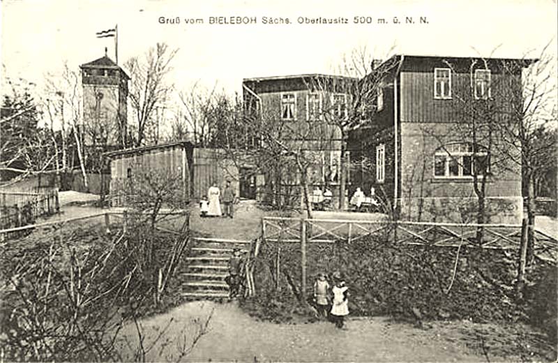 Beiersdorf. Blick zum Gasthaus 'Bieleboh', 1916