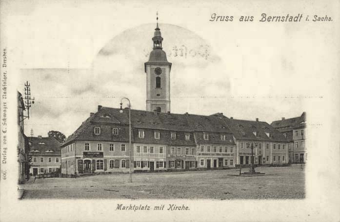 Bernstadt auf dem Eigen. Marktplatz mit Kirche