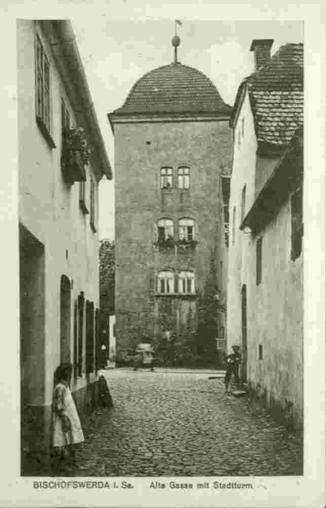 Bischofswerda. Alte Gasse, Stadtturm, 1911