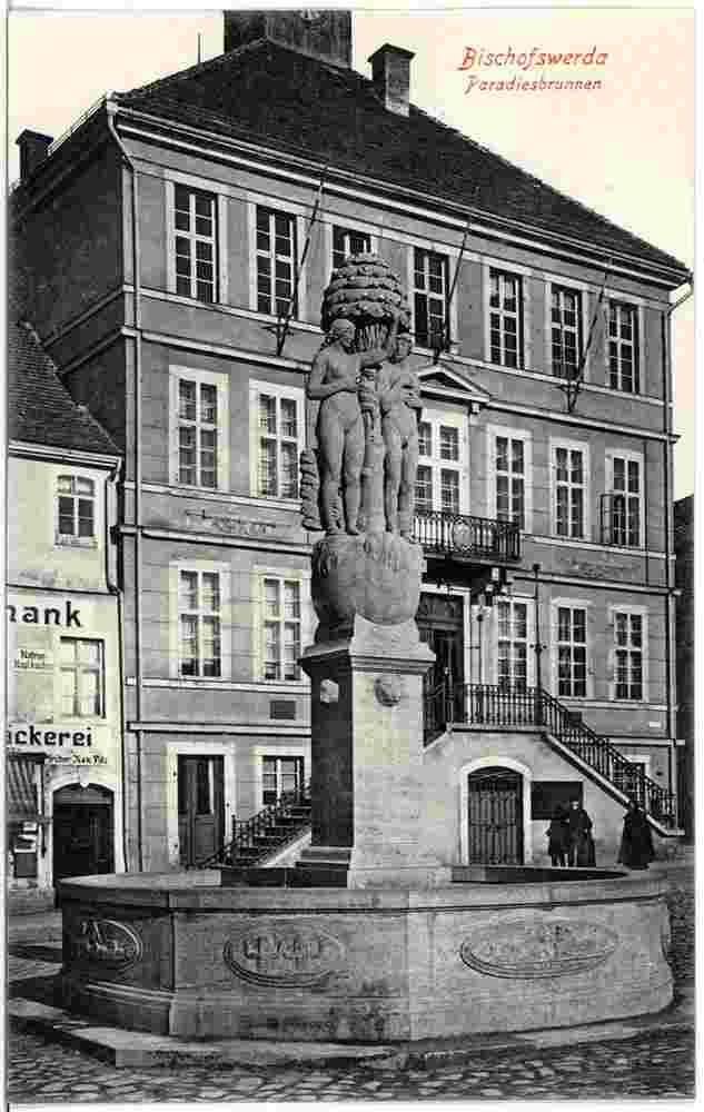 Bischofswerda. Markt, Paradiesbrunnen, 1915