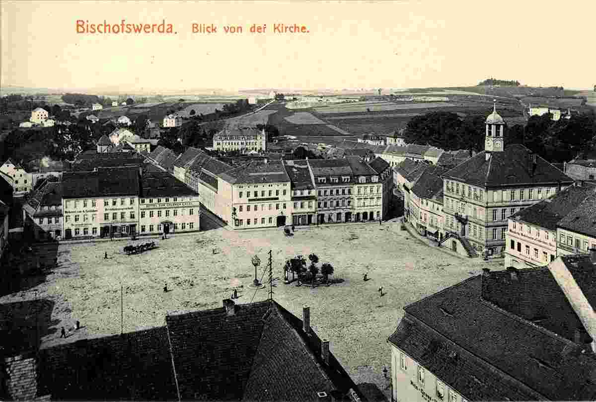Bischofswerda. Marktplatz, Blick von der Kirche, 1903