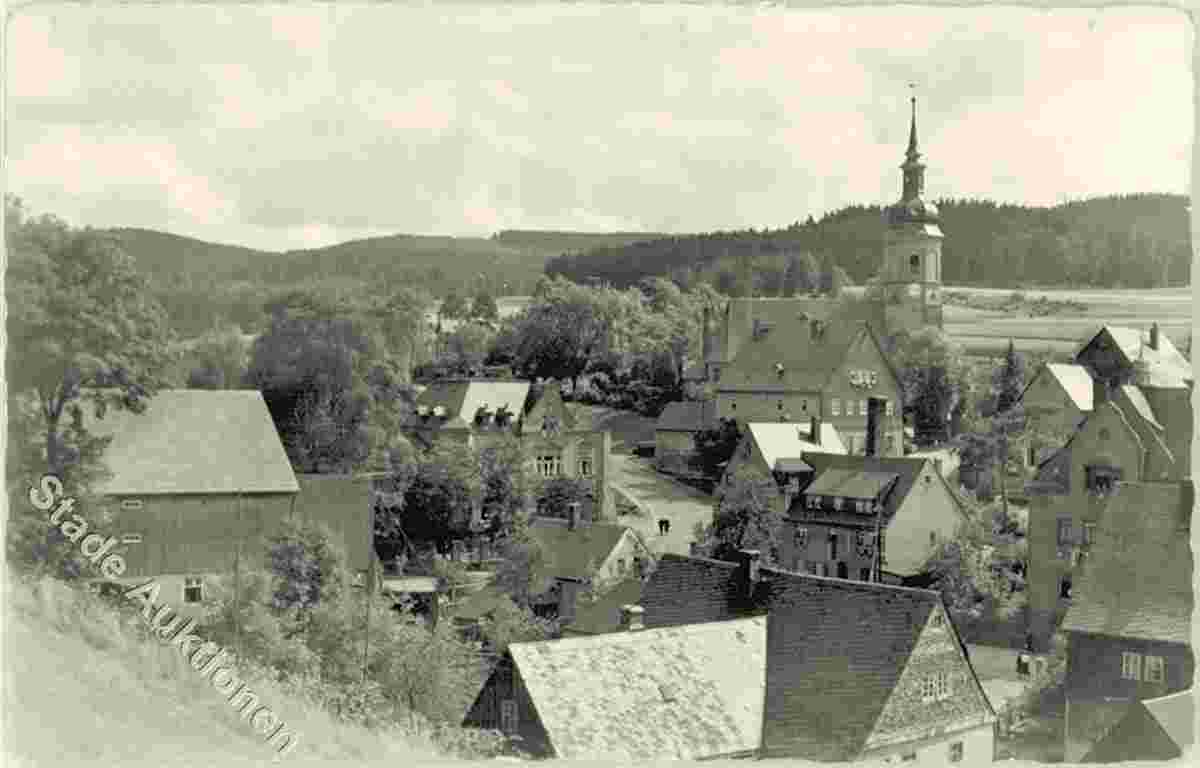 Bockau. Panorama von Dorfkirche