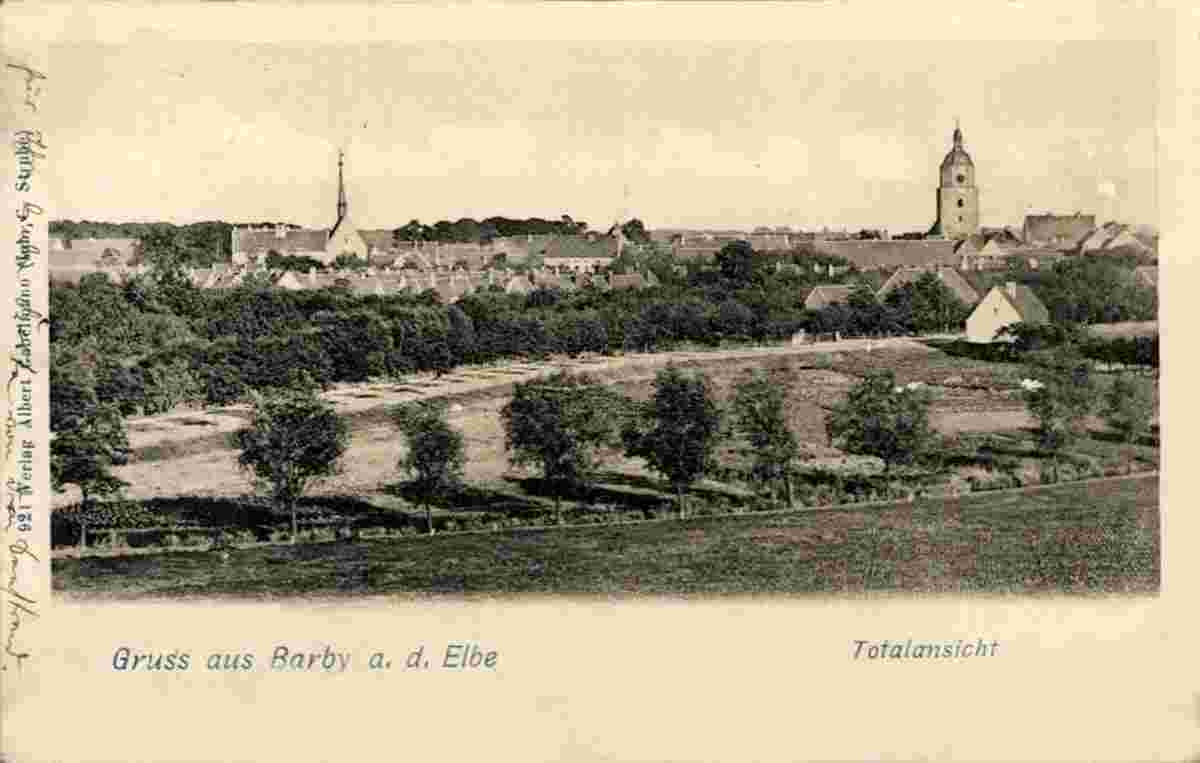 Barby. Panorama von Stadt, 1902