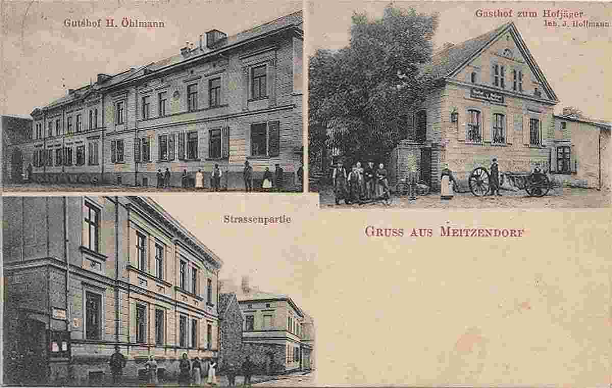 Barleben. Meitzendorf - Gutshof von H. Öhlmann, Gasthof zum Hofjäger, Straßenblick