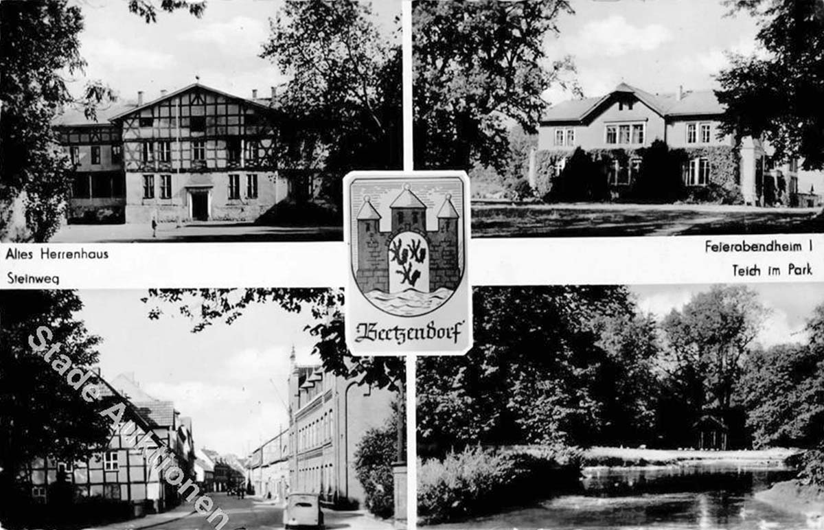 Beetzendorf. Steinweg, Altes Herrenhaus, Feierabendheim, Teich im Park, 1961