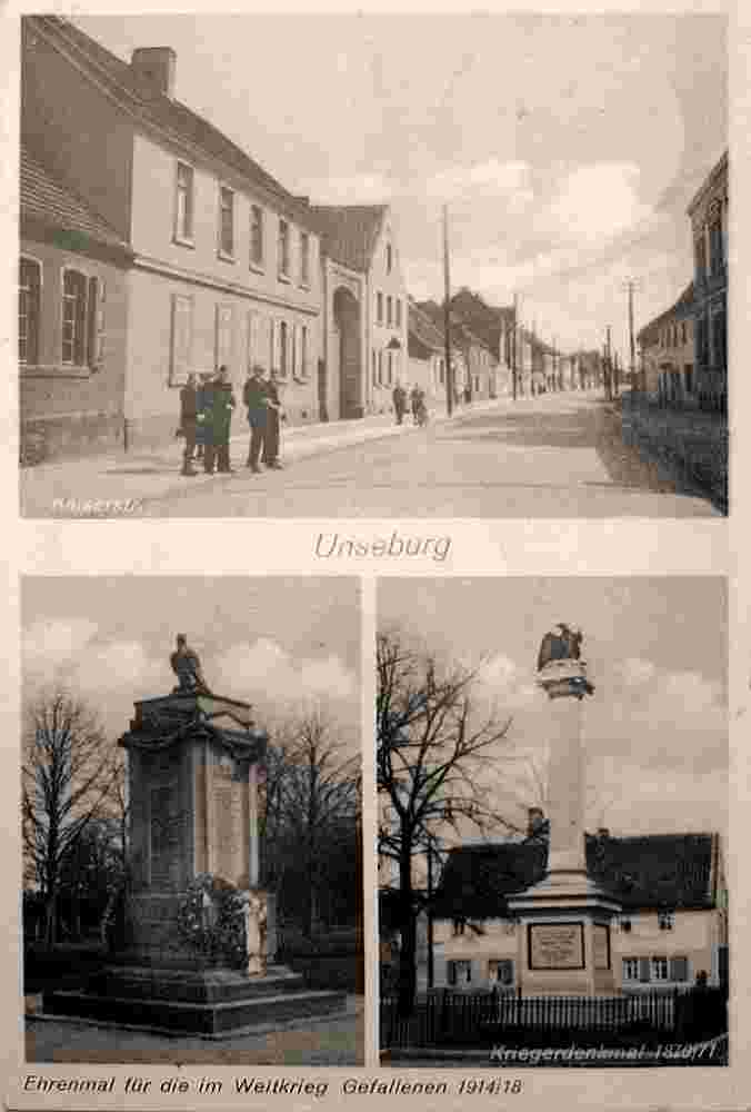 Bördeaue. Unseburg - Kaiserstraße, Ehrenmal für im Weltkrieg Gefallenen 1914-1918, 1938