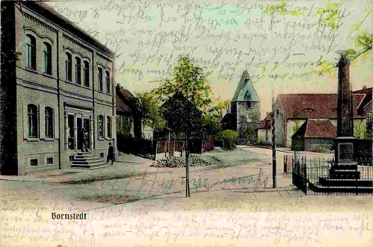 Bornstedt. Platz mit Kriegerdenmal, 1910
