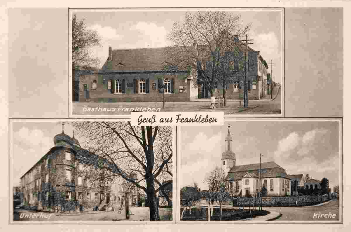 Braunsbedra. Frankleben - Gasthaus Frankleben, Unterhof, Kirche, um 1940