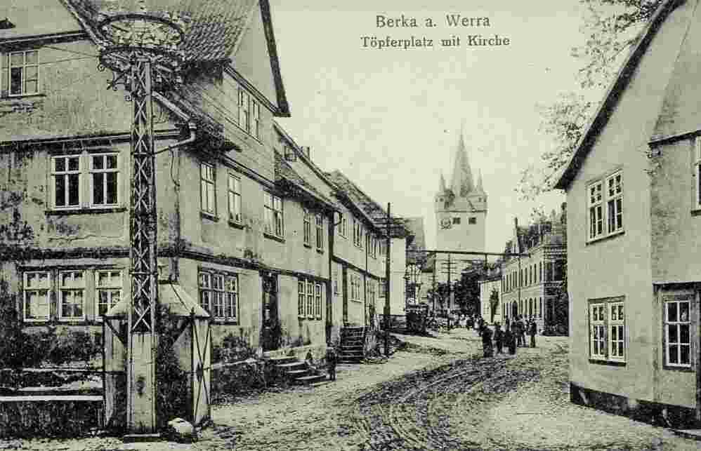 Berka. Töpferplatz mit Kirche, 1905