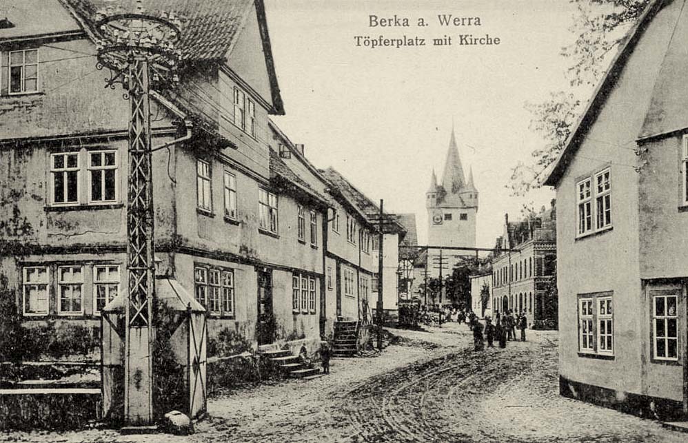 Berka (Werra). Töpferplatz mit Kirche, 1905