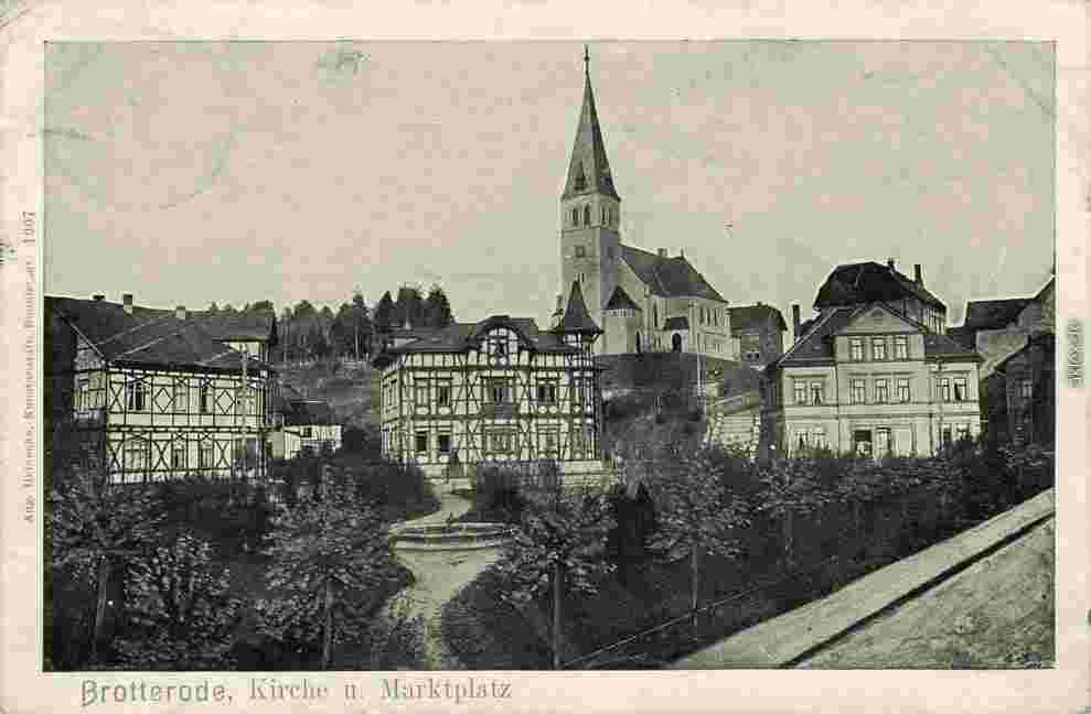 Brotterode. Kirche und Marktplatz, 1907
