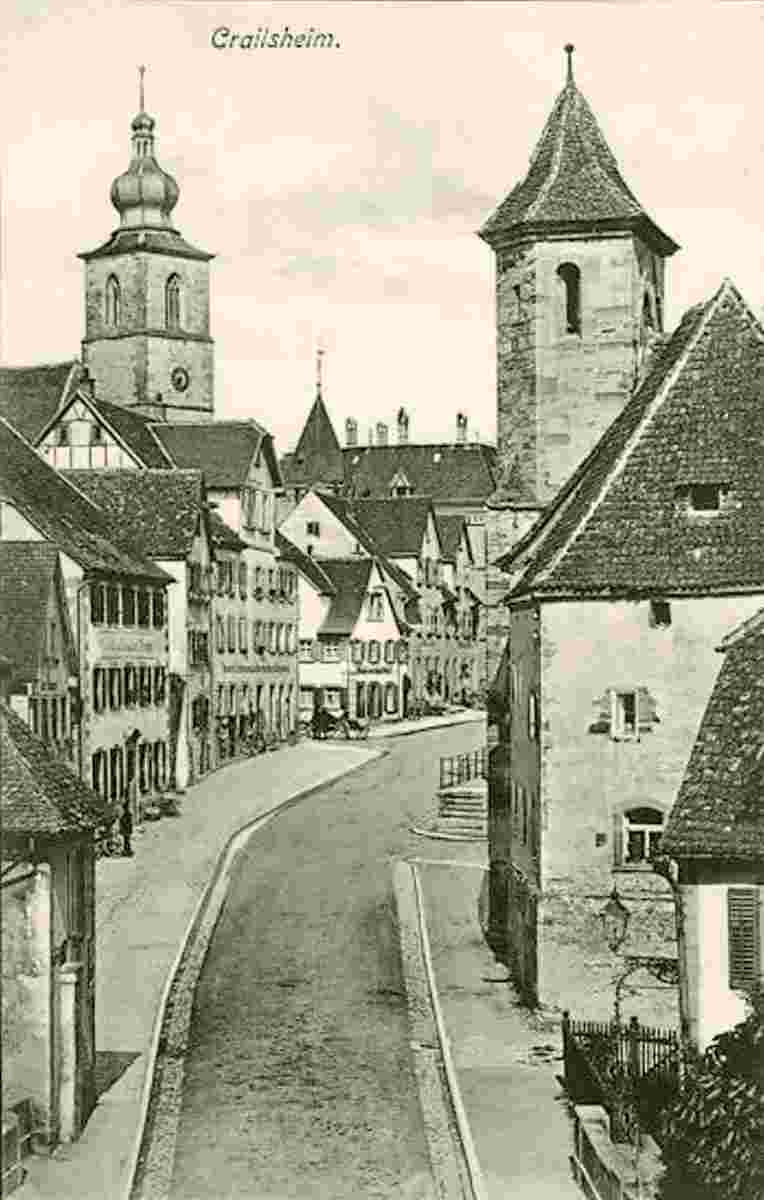 Crailsheim. Panorama von Stadtstraße