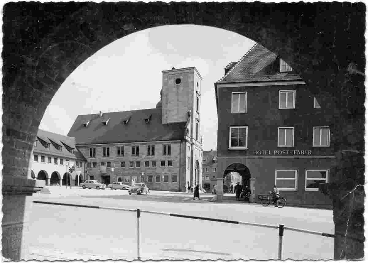 Crailsheim. Rathaus und Hotel Post - Faber, 1956