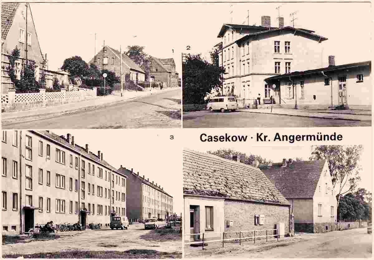 Casekow. 1. Chausseestraße, 2. Bahnhof, 3. Neubauten, 4. Woltersdorfer Straße