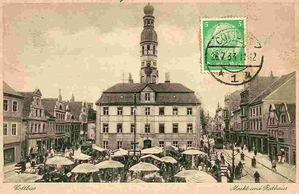 Cottbus. Markt und Rathaus, 1933