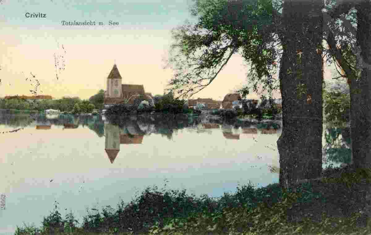 Crivitz. Panorama der Stadt mit See, 1913