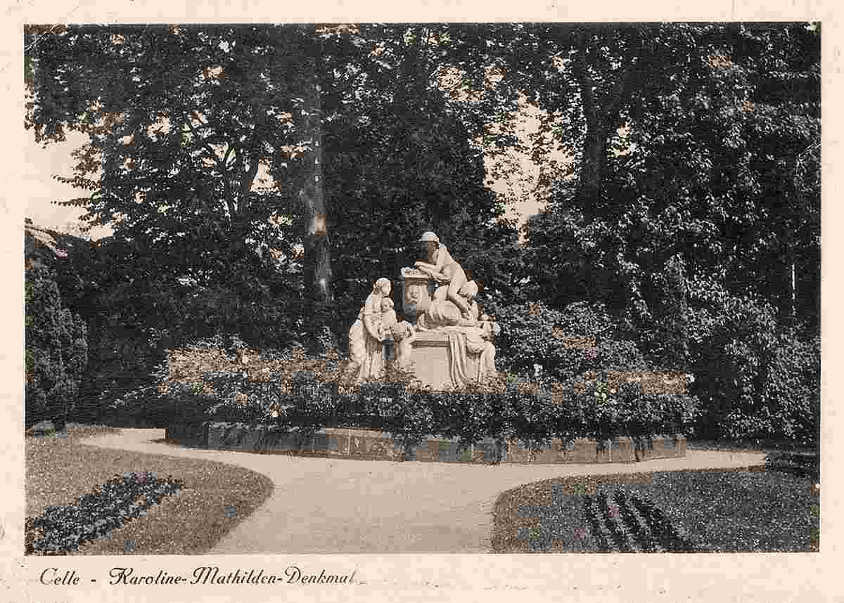 Celle. Französischer Garten, Königin Caroline Mathilde von Hannover Denkmal, in 1772 was exiled to Celle