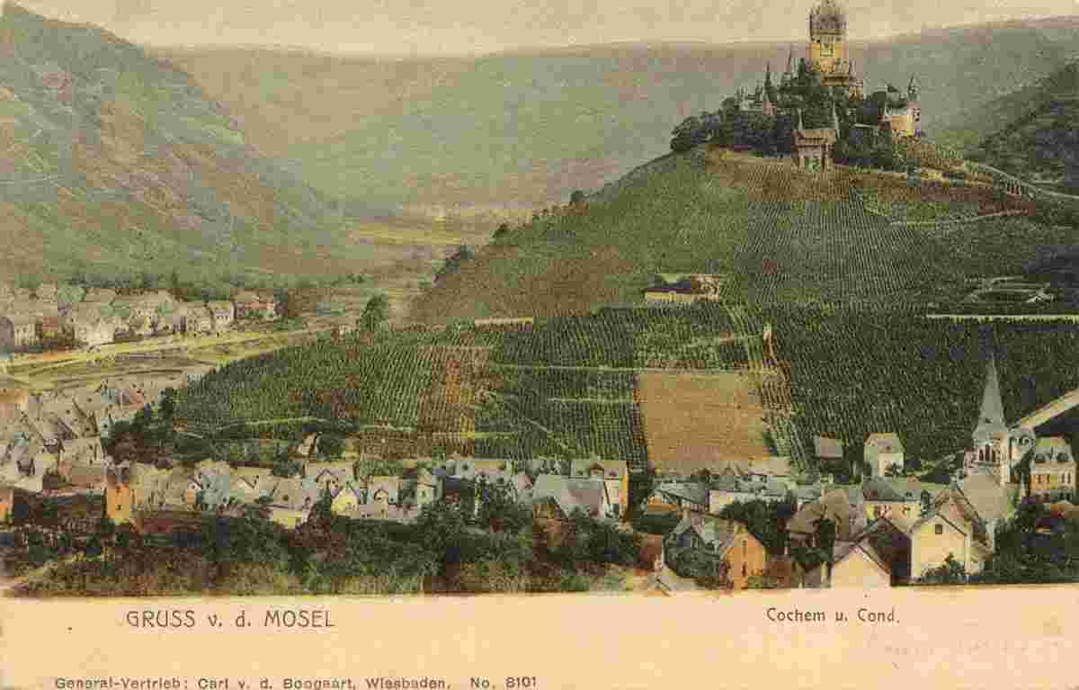 Cochem. Panorama der Stadt und Burg