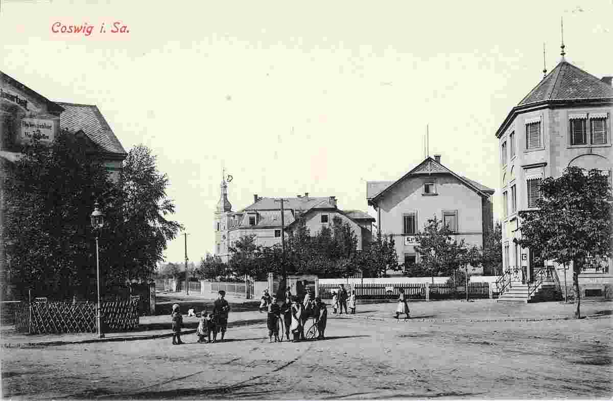 Coswig. Blick zur Straßen, 1909