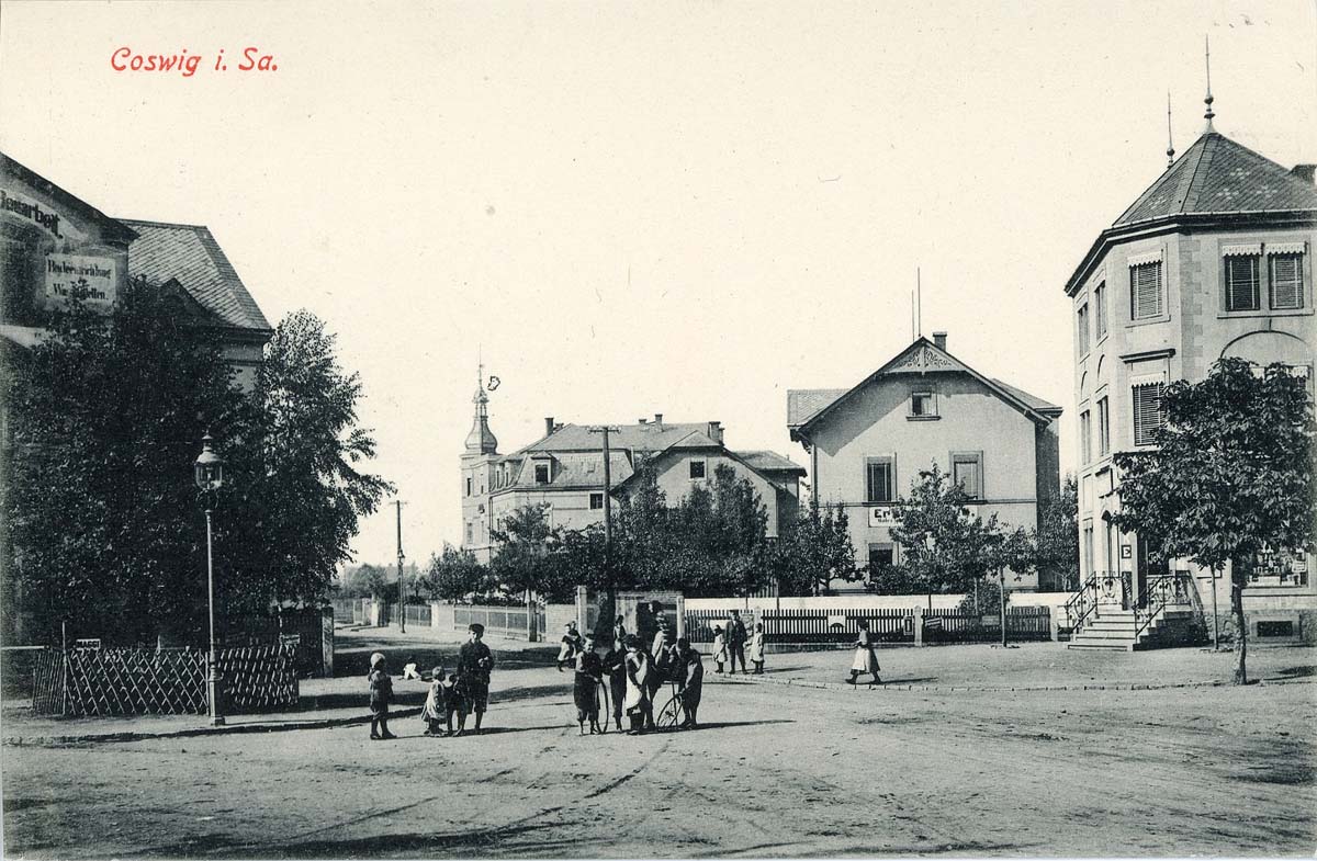 Coswig (Sachsen). Blick zur Straßen, 1909