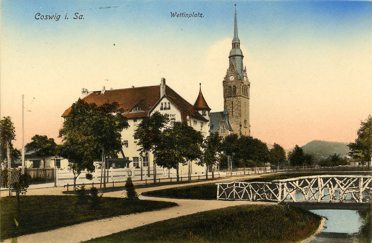 Coswig (Sachsen). Cafe Röder am Wettinplatz, 1912